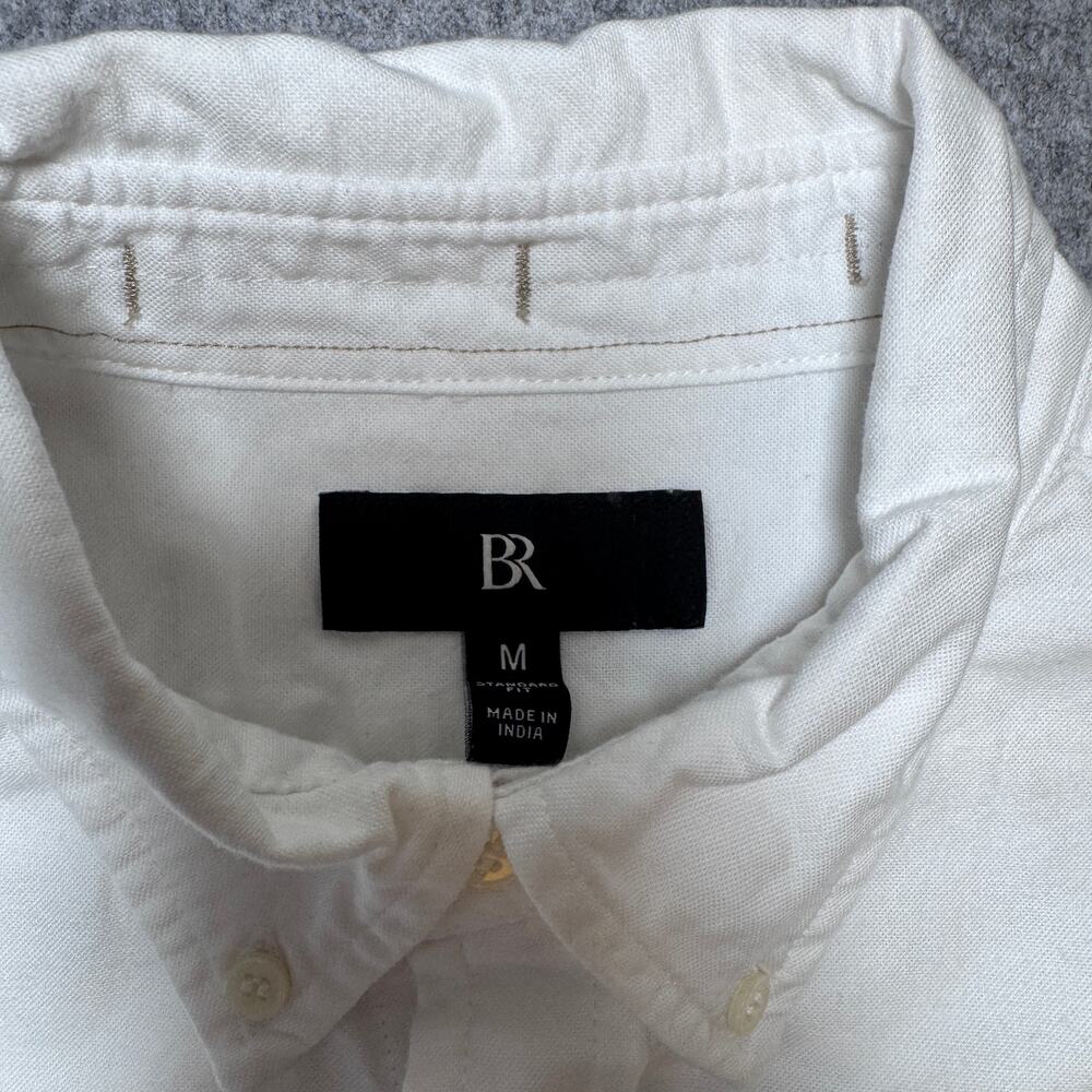 Banana Republic Shirt Mens M White Oxford Standard Fit Cotton Long Sleeve - Picture 2 of 11